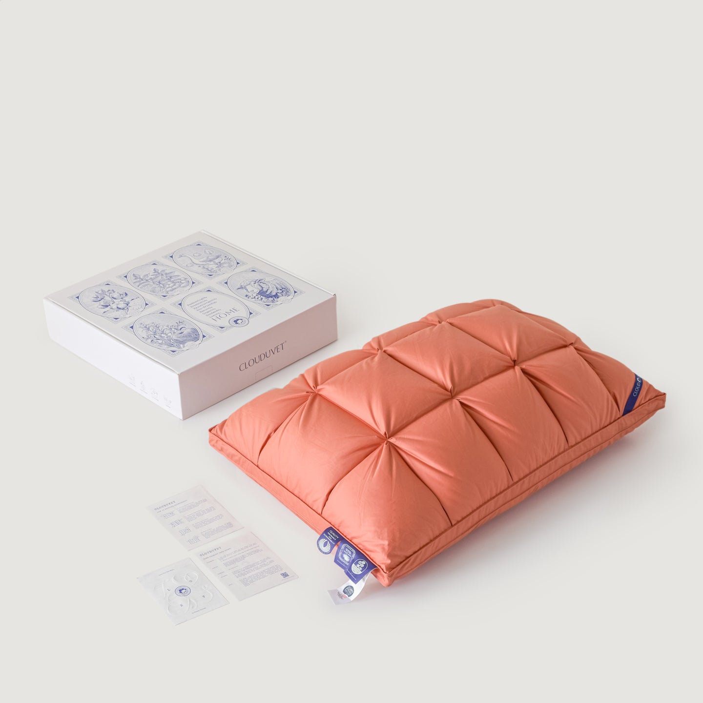 Premium Puff Grid Goose Down Pillow – Orange
