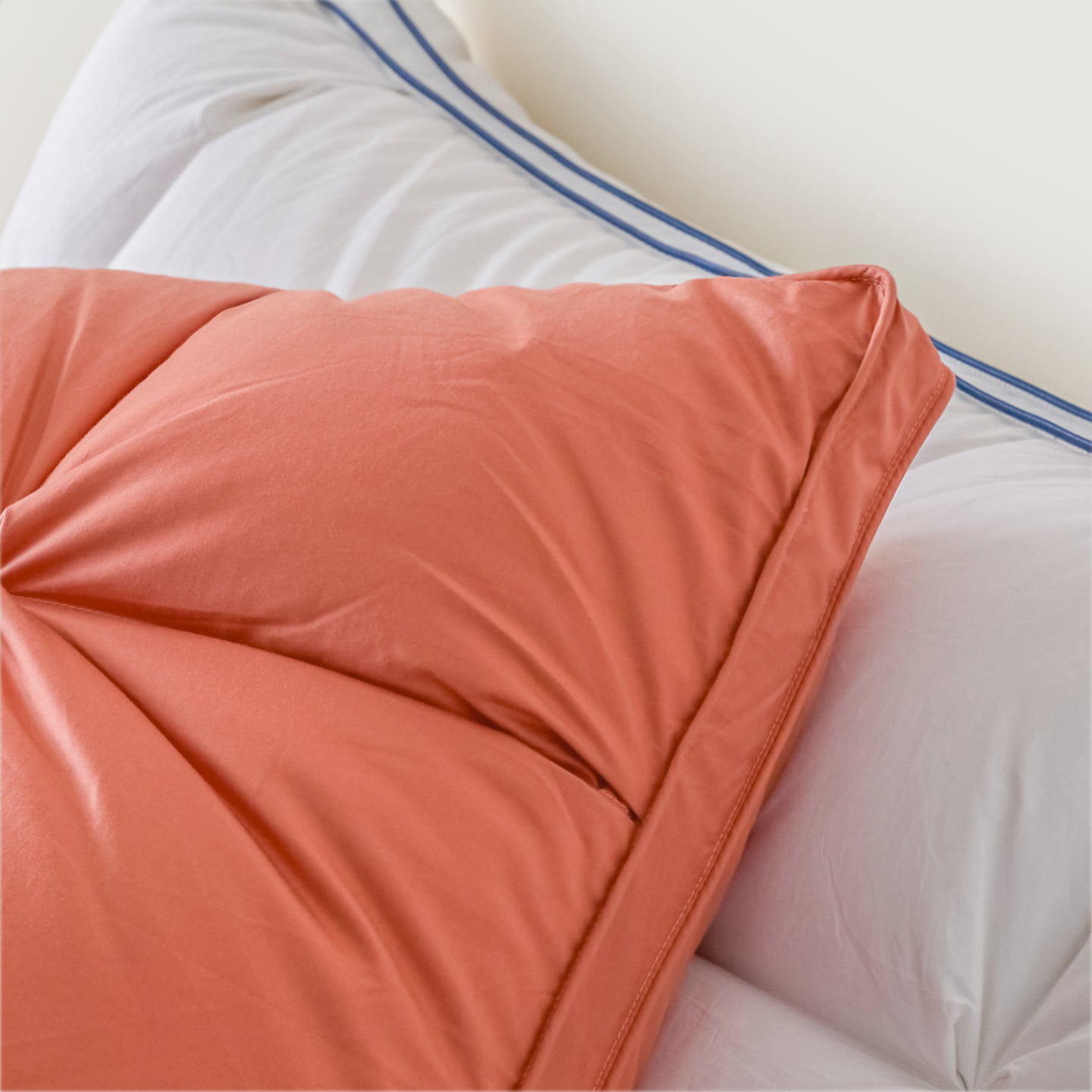 Premium Puff Grid Goose Down Pillow – Orange