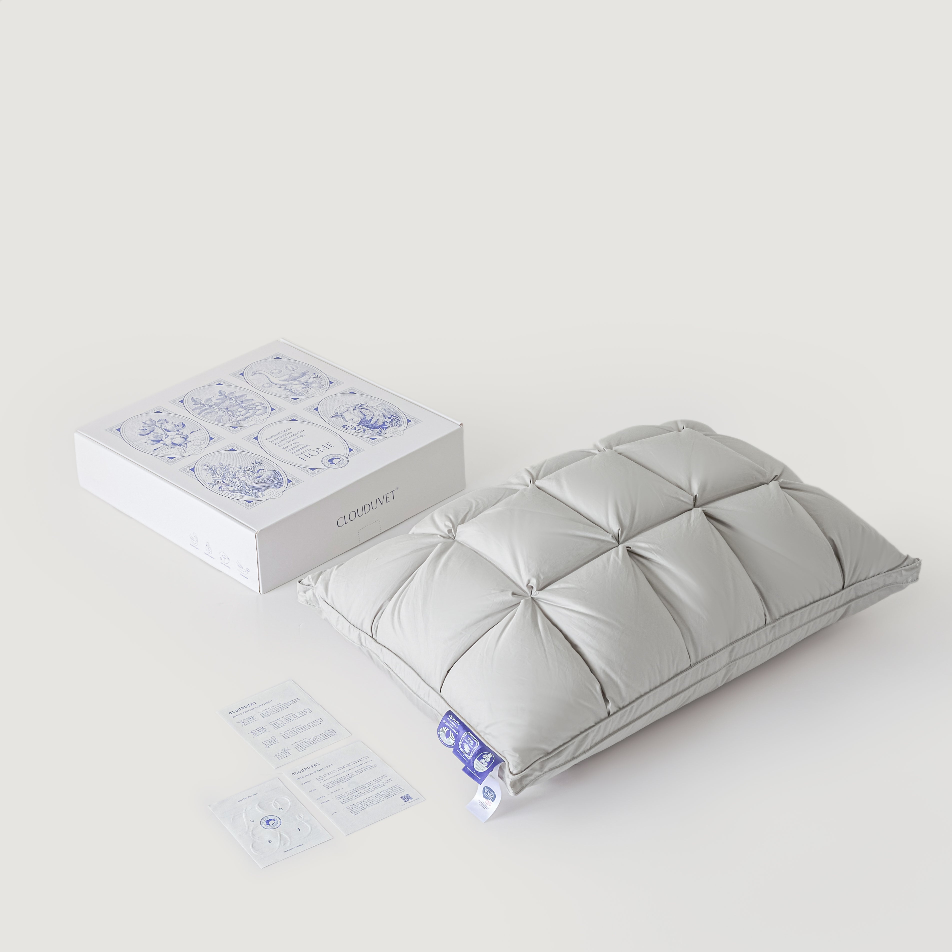 Premium Puff Grid Goose Down Pillow – Grey