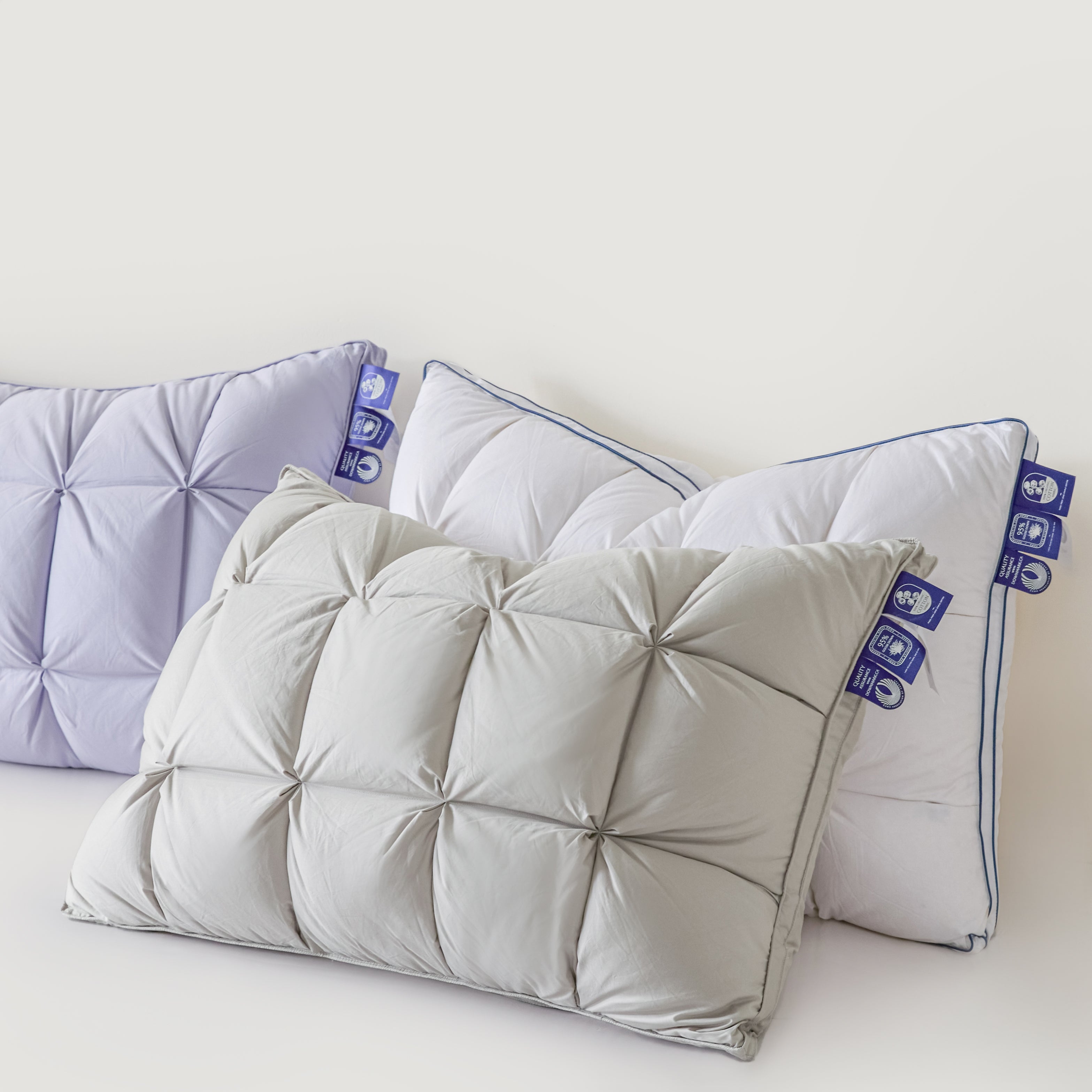 Premium Puff Grid Goose Down Pillow – Grey