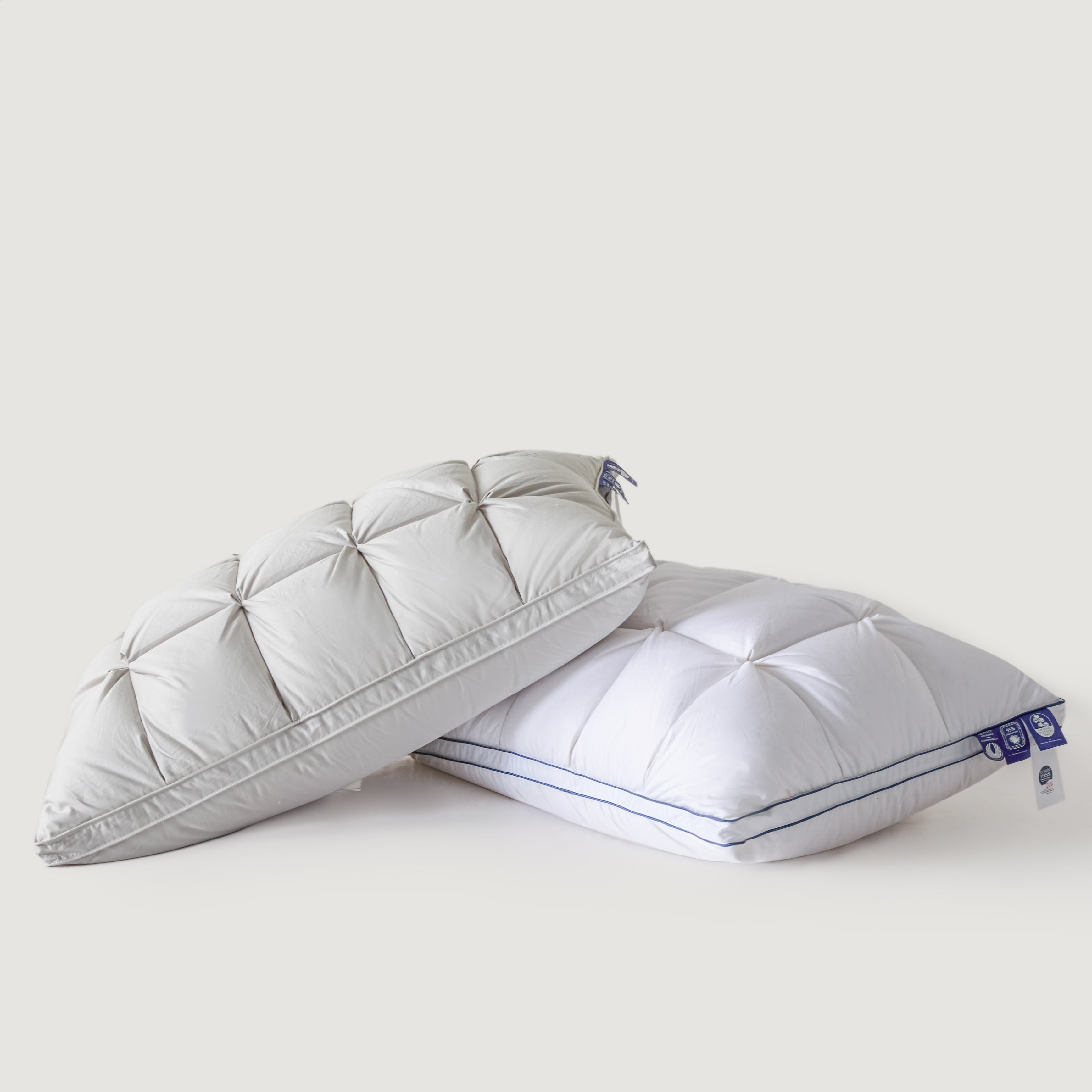 Premium Puff Grid Goose Down Pillow – Grey