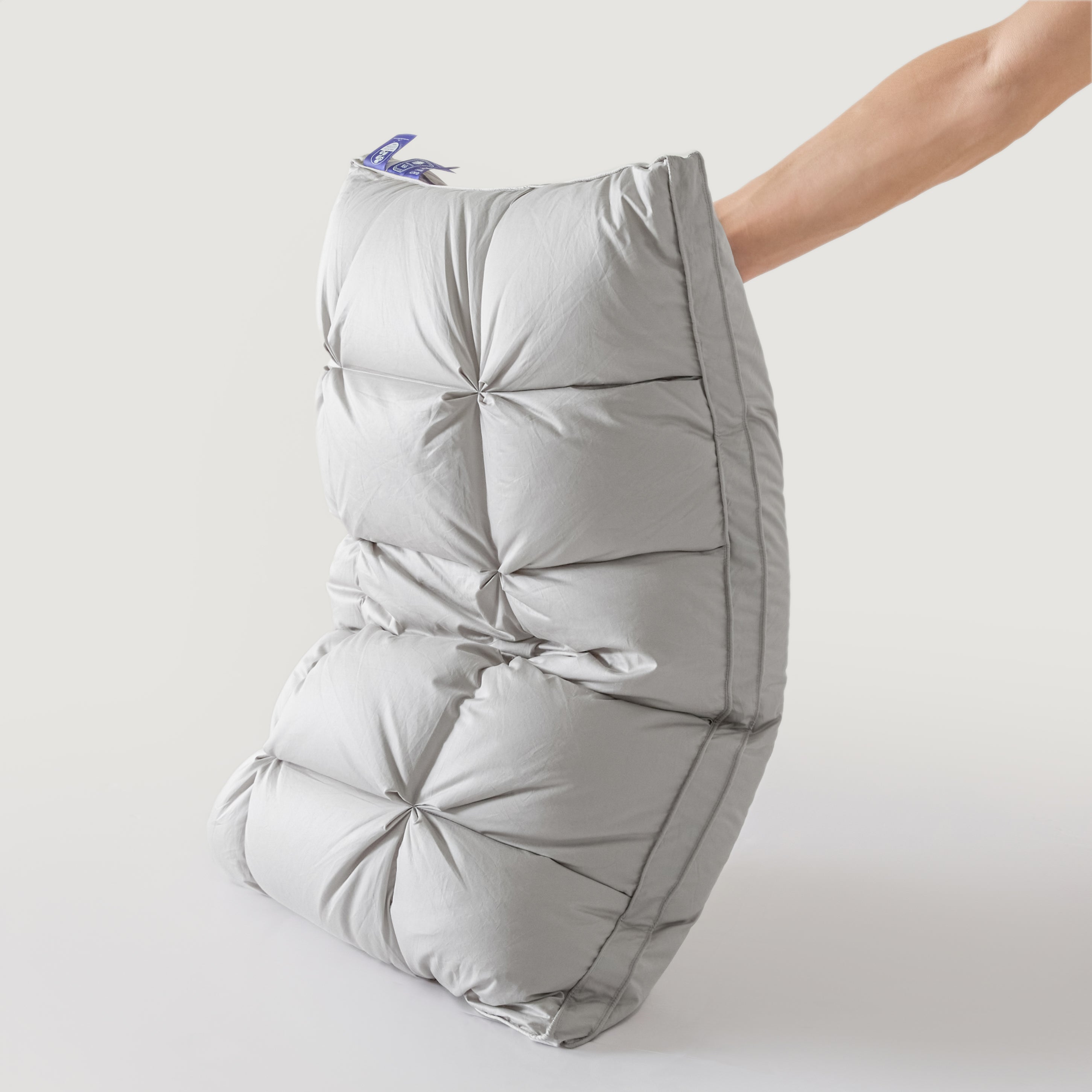 Premium Puff Grid Goose Down Pillow – Grey