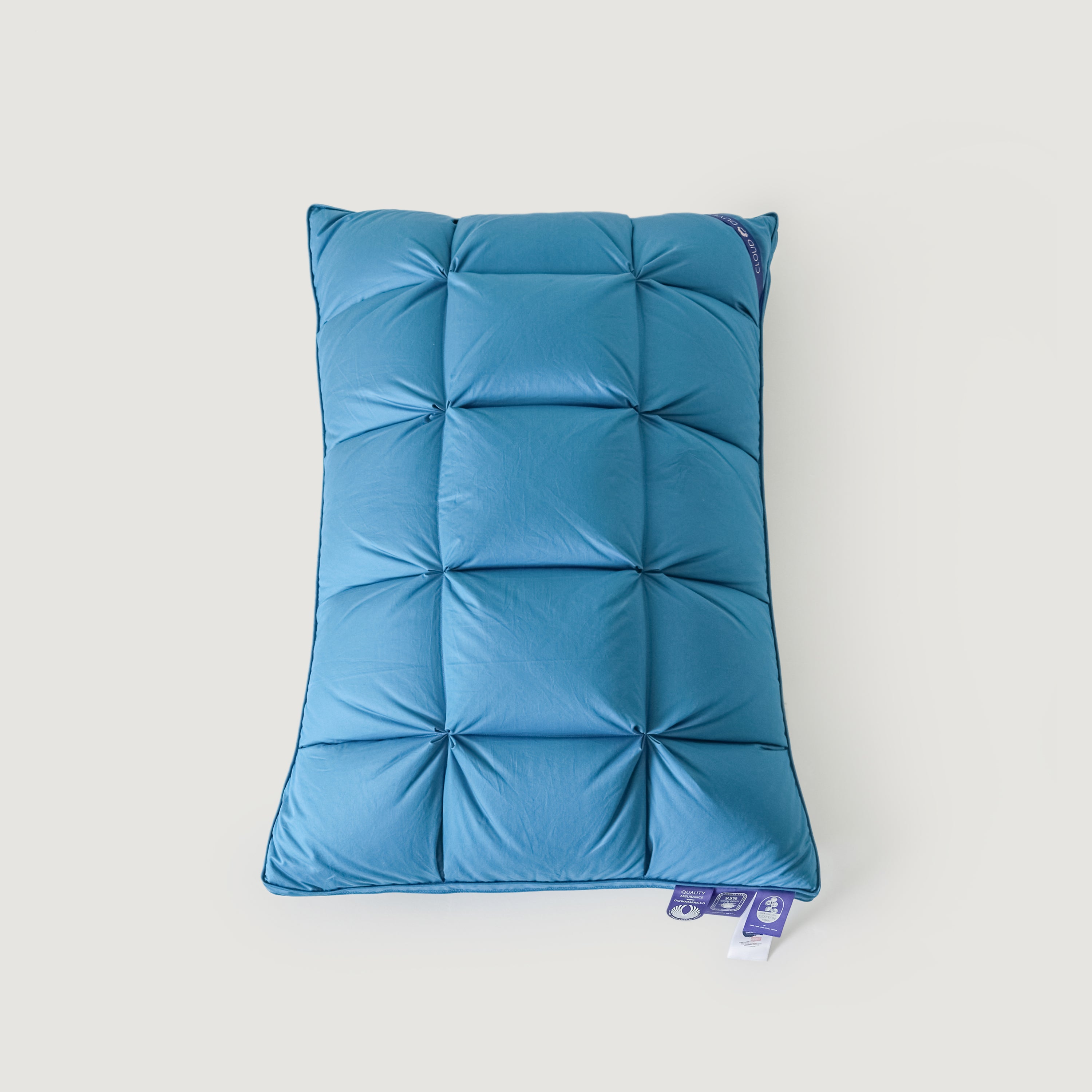 Premium Puff Grid Goose Down Pillow – Blue
