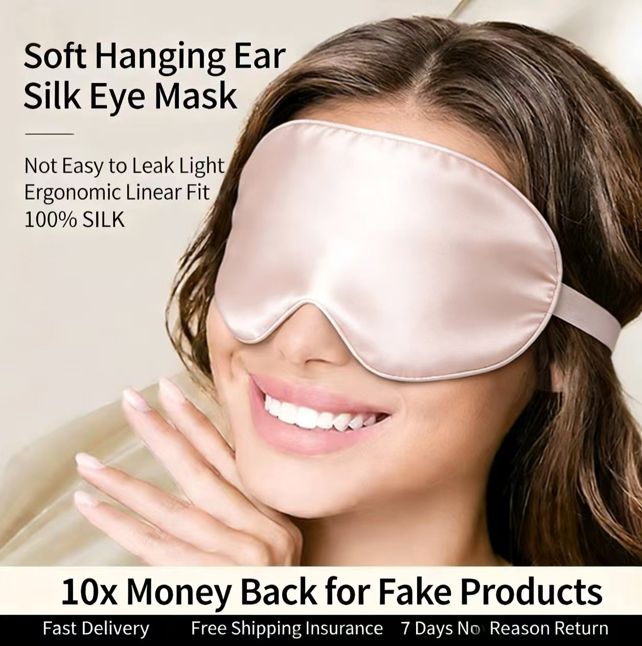 Mulberry Silk Sleep Eye Mask – 100% Pure Silk, Light-Blocking, Anti-Fatigue, Soft Comfort Fit with Ear Loops