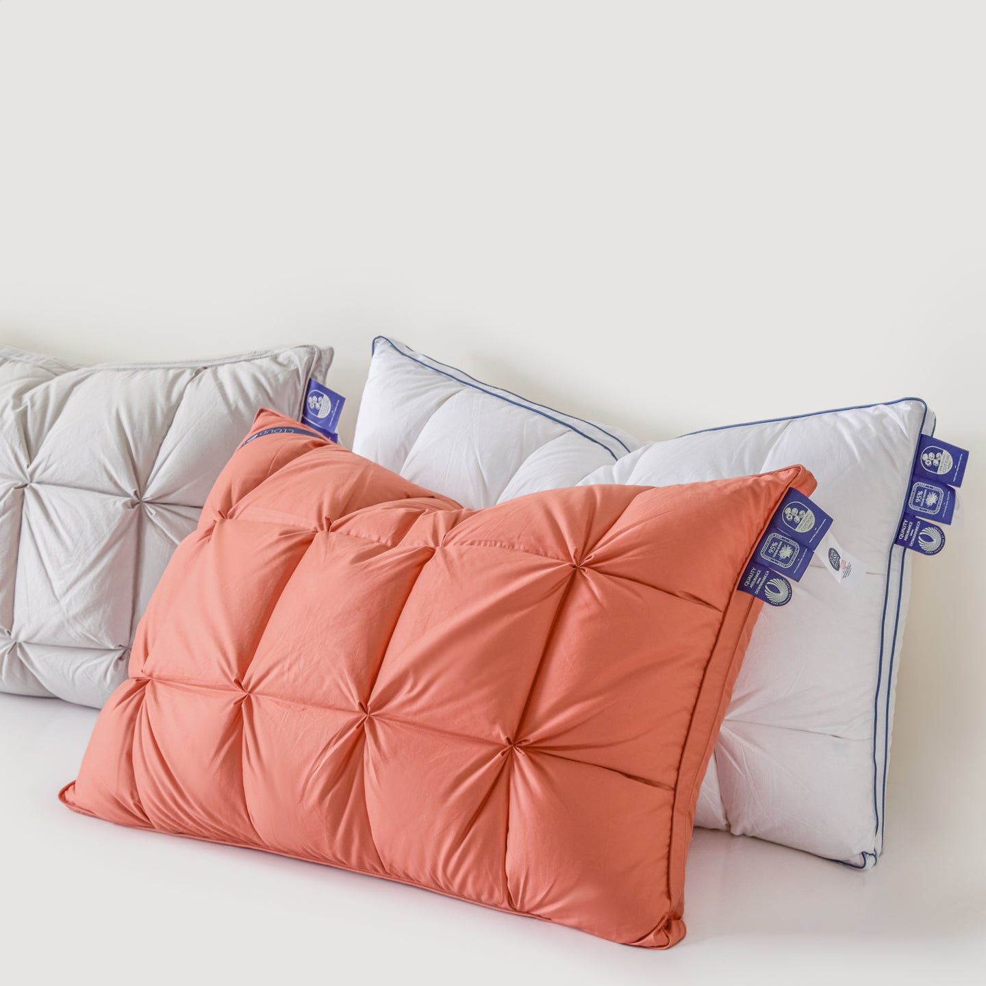 Premium Puff Grid Goose Down Pillow – Orange