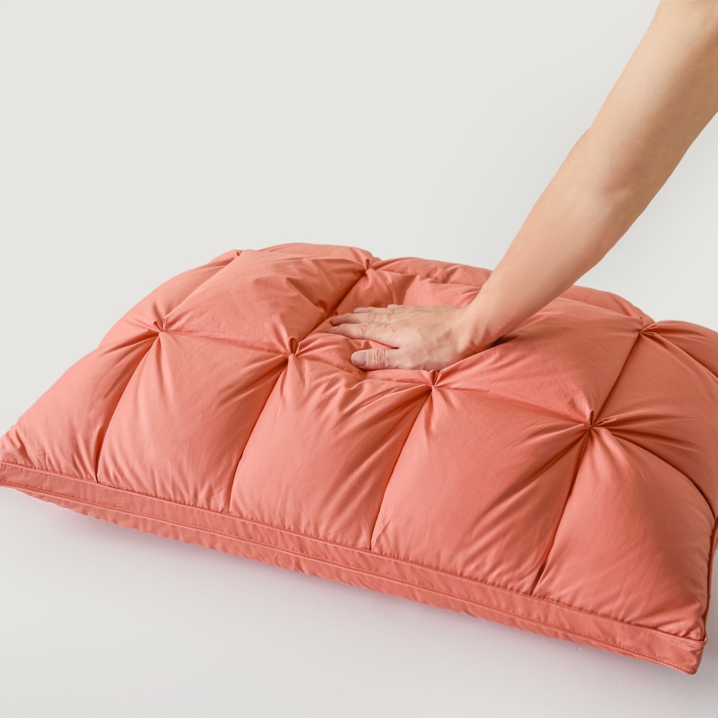 Premium Puff Grid Goose Down Pillow – Orange