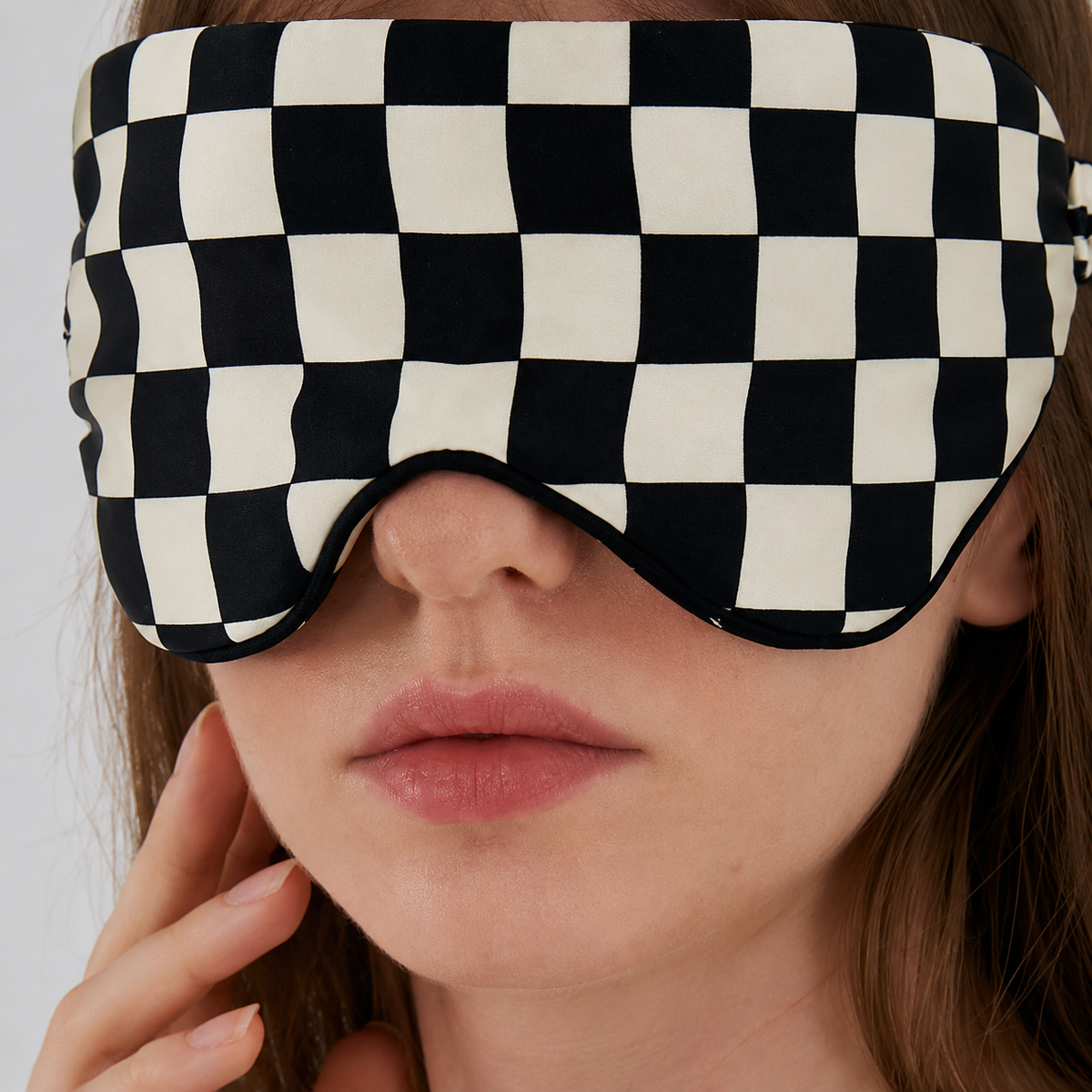 Checkerboard Silk Sleep Mask