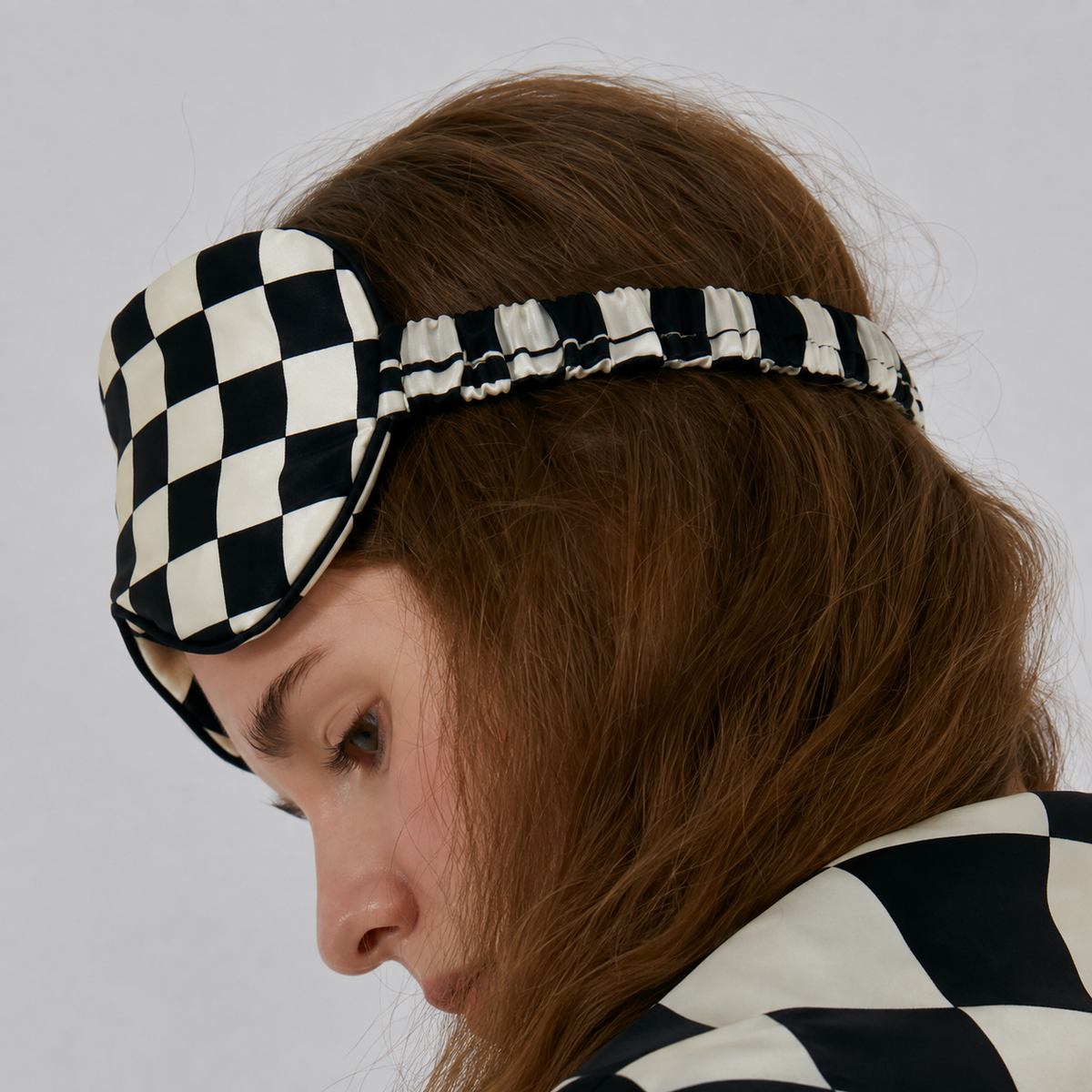 Checkerboard Silk Sleep Mask