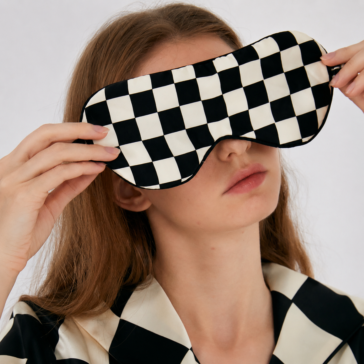 Checkerboard Silk Sleep Mask