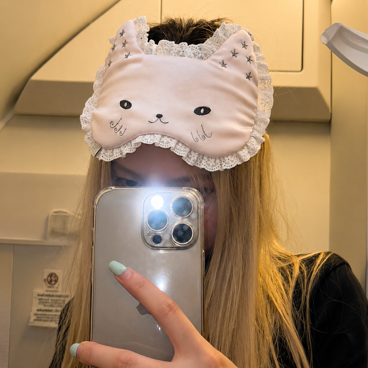 Cat Embroidered Silk Sleep Mask