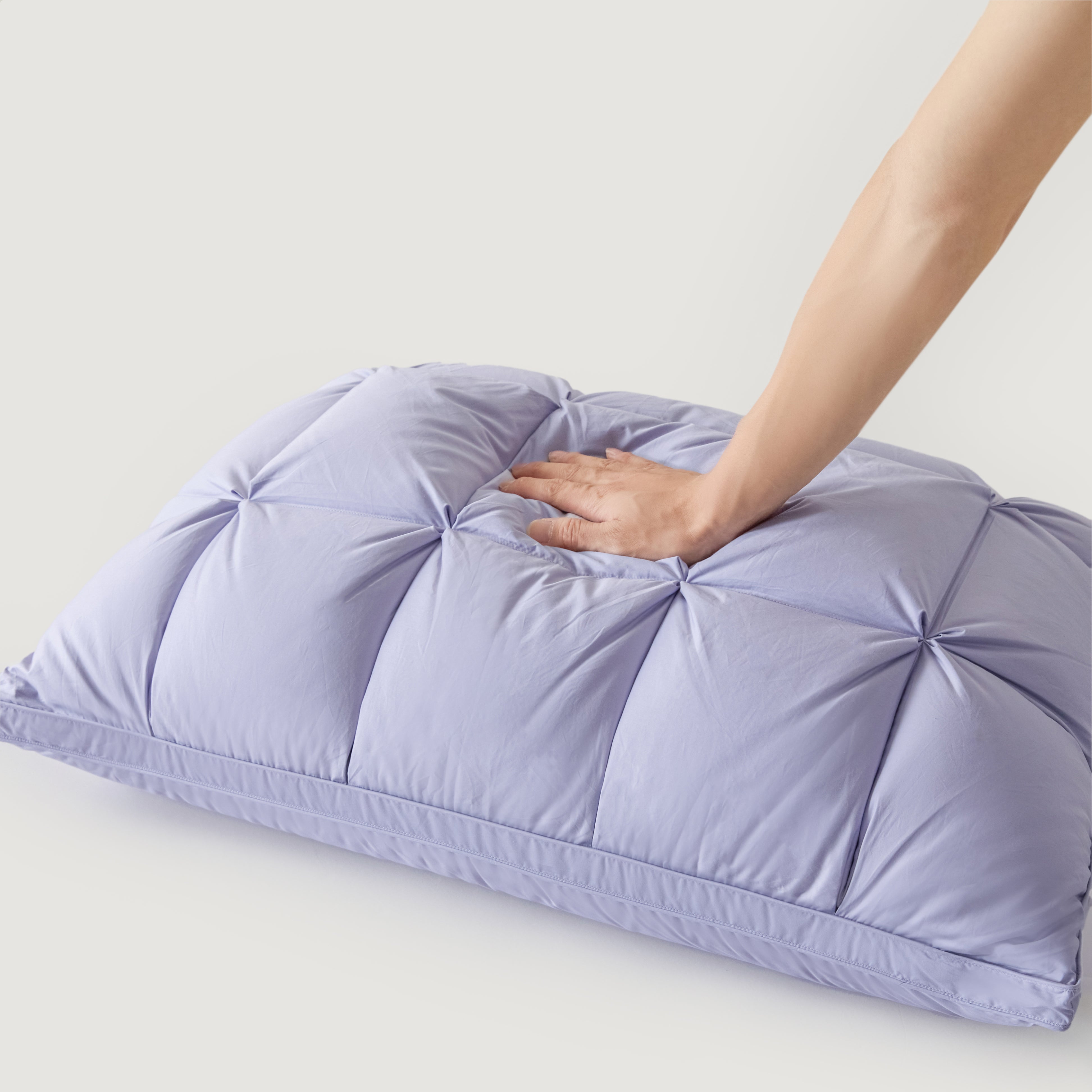 Premium Puff Grid Goose Down Pillow – Purple