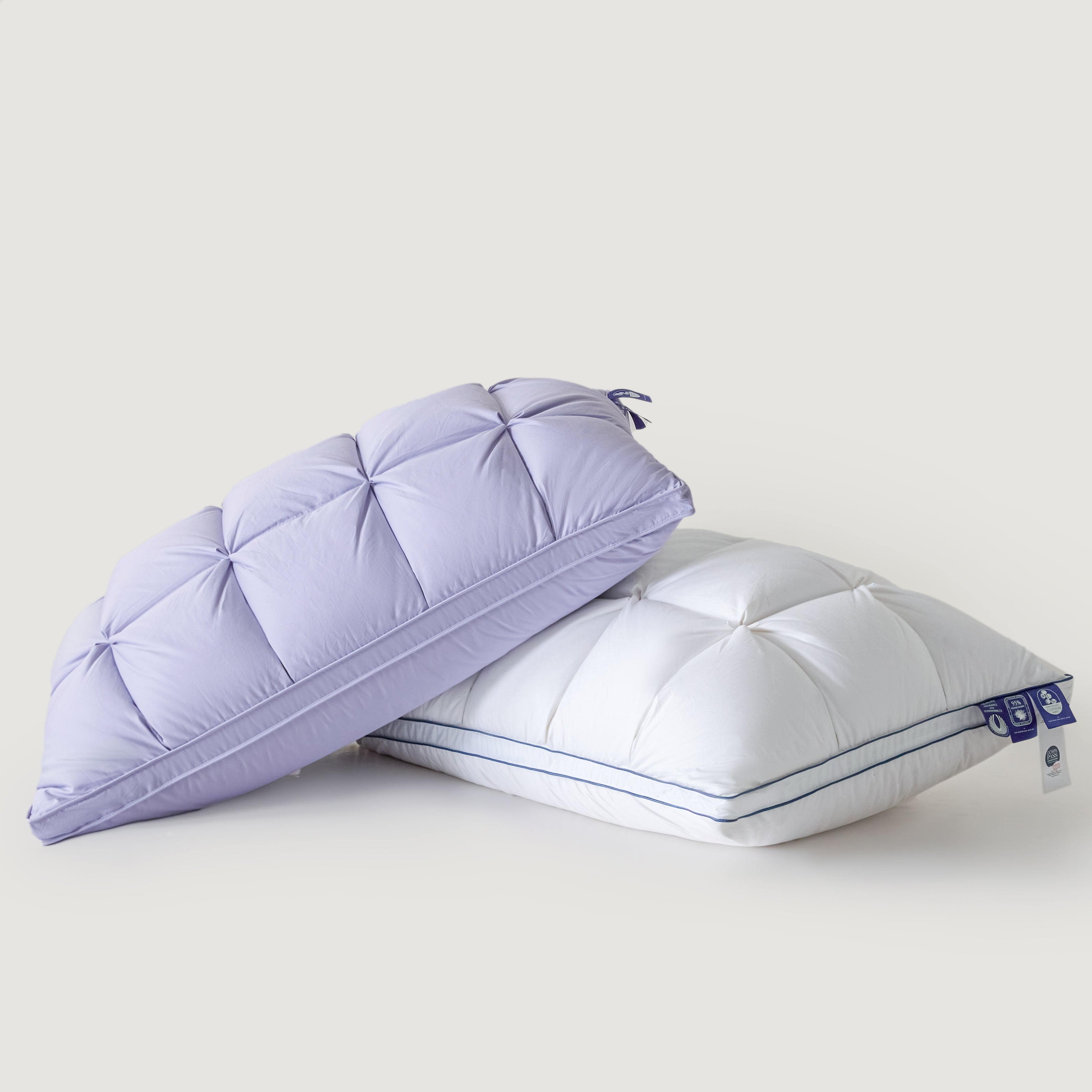 Premium Puff Grid Goose Down Pillow – Purple