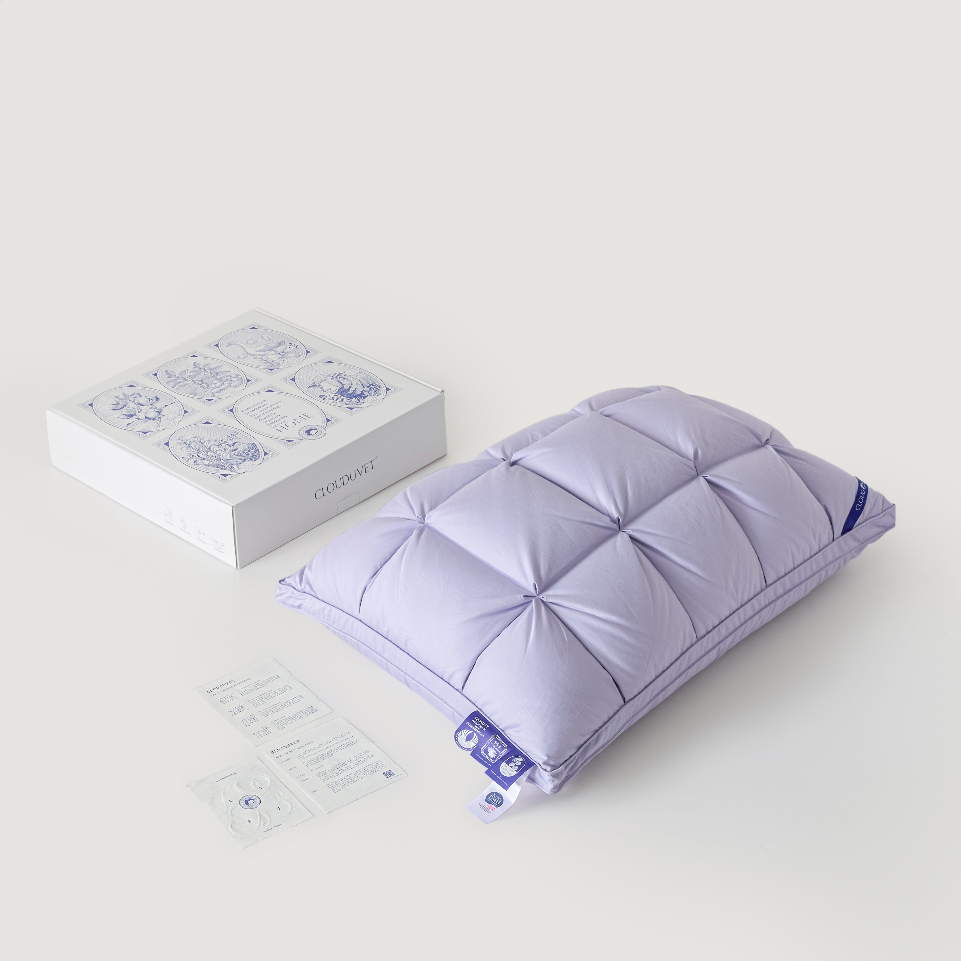 Premium Puff Grid Goose Down Pillow – Purple