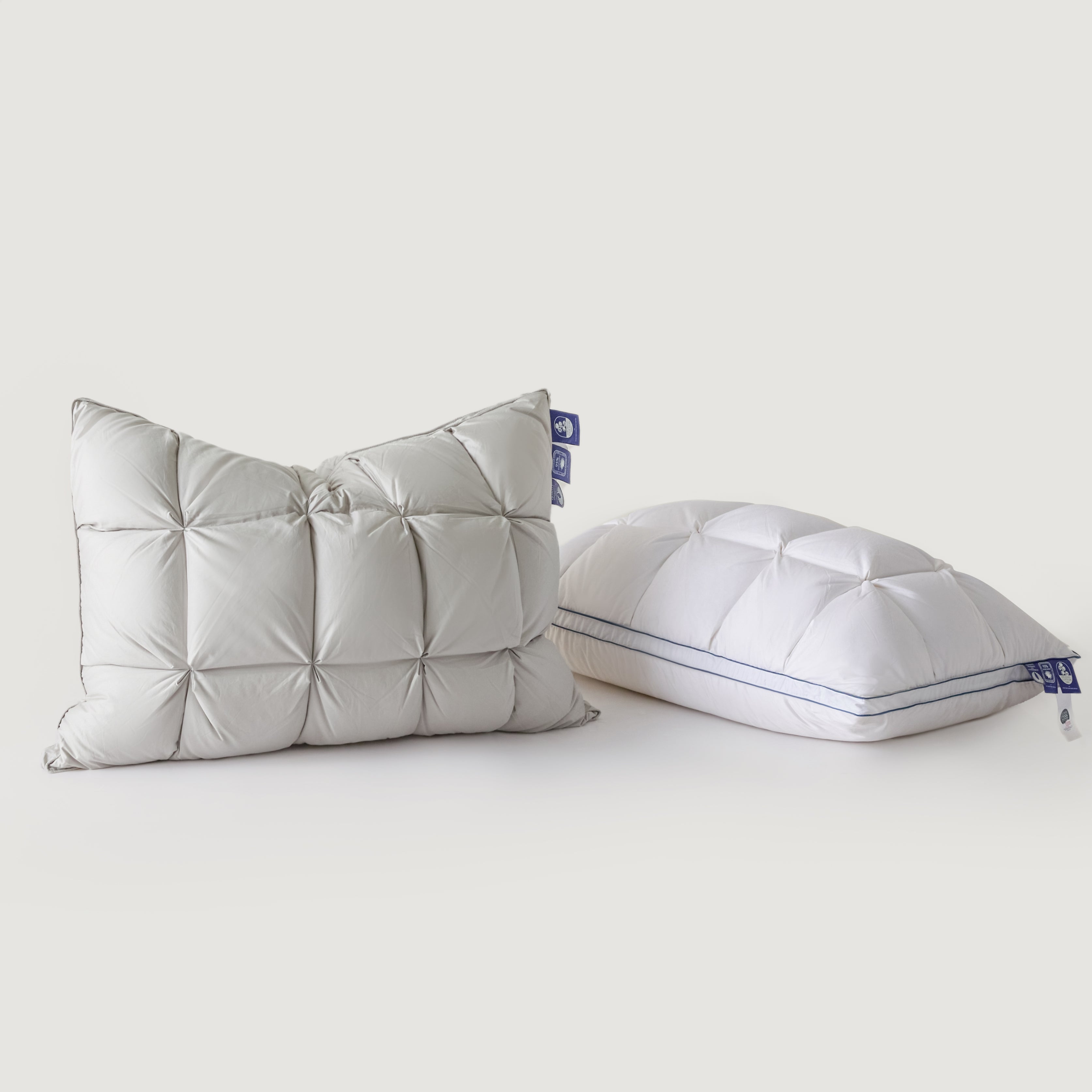 Premium Puff Grid Goose Down Pillow – Grey