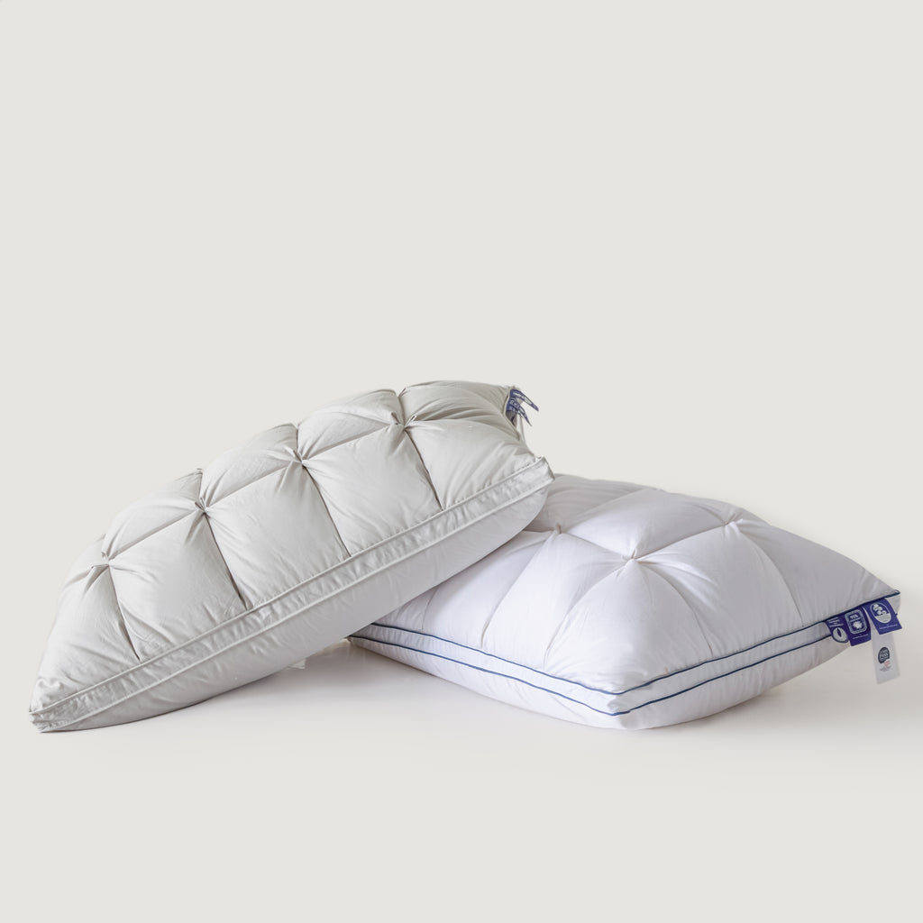 Premium Puff Grid Goose Down Pillow – Grey