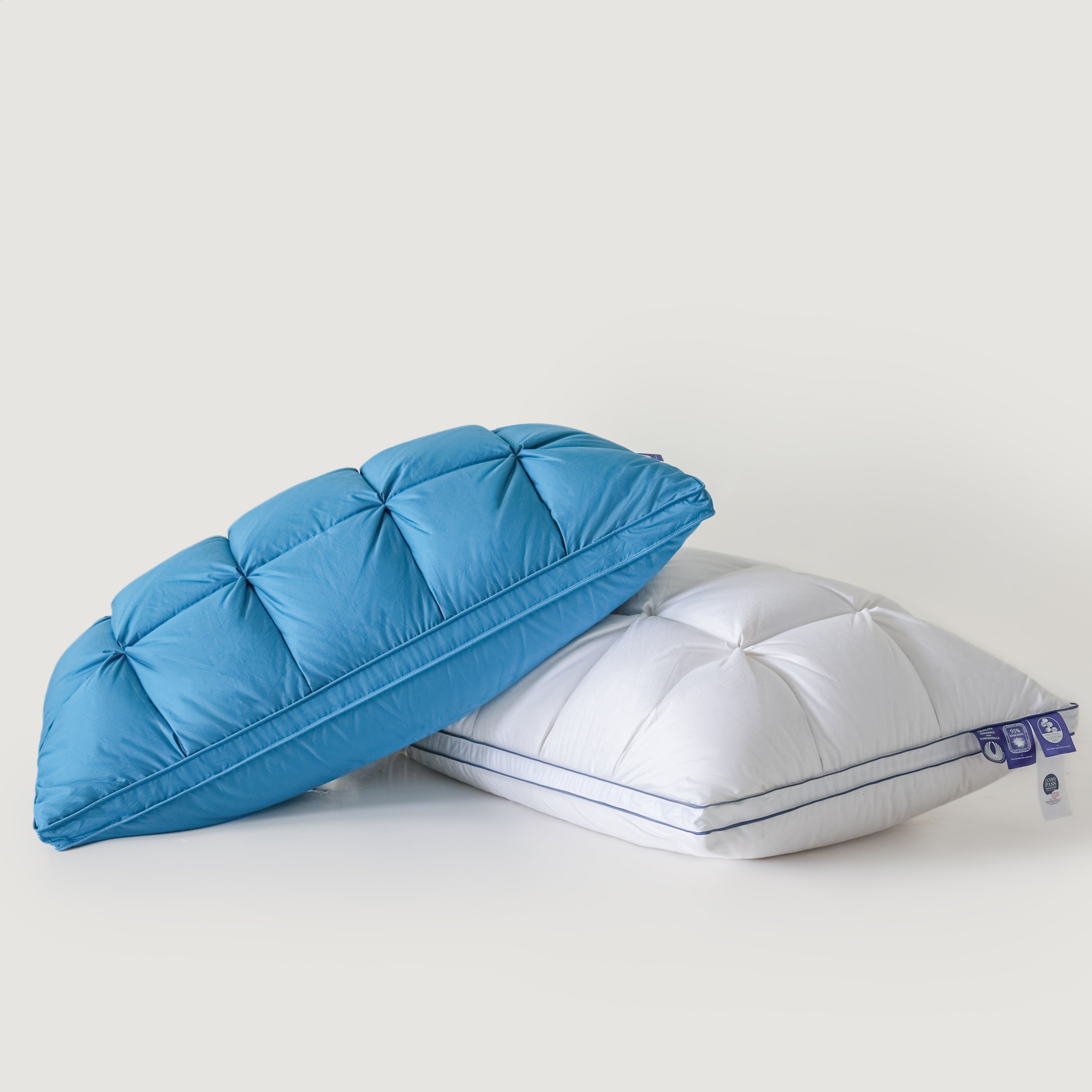 Premium Puff Grid Goose Down Pillow – Blue