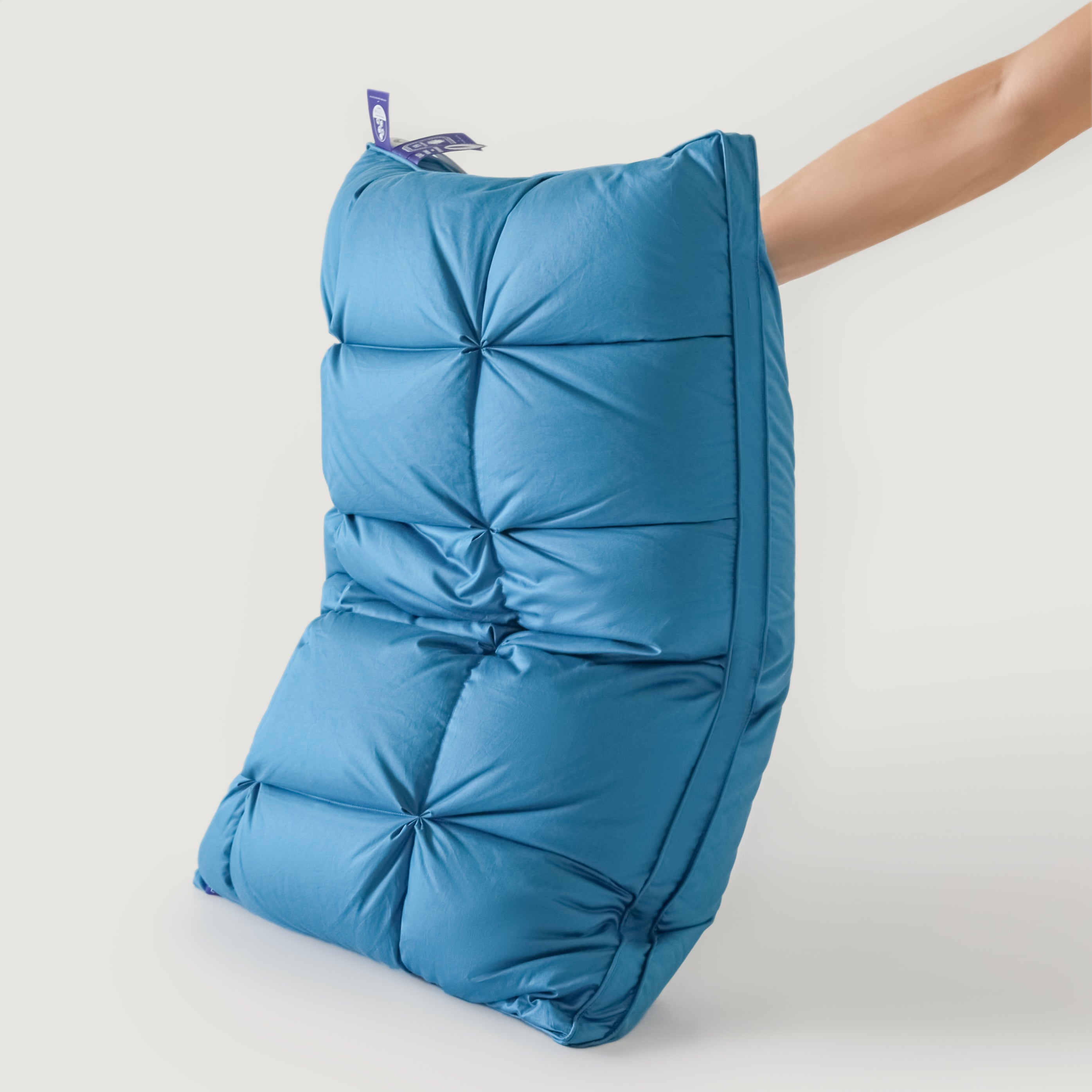 Premium Puff Grid Goose Down Pillow – Blue