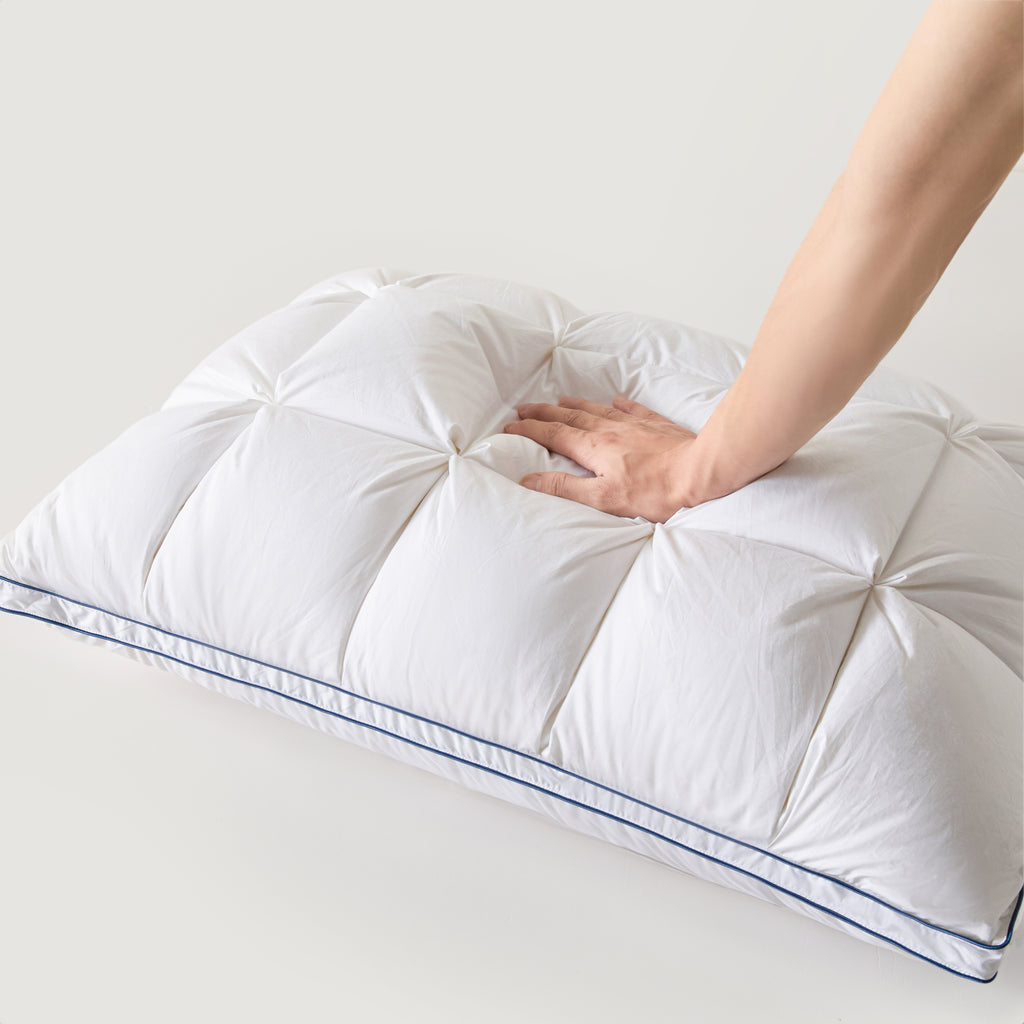 Premium Puff Grid Goose Down Pillow – White