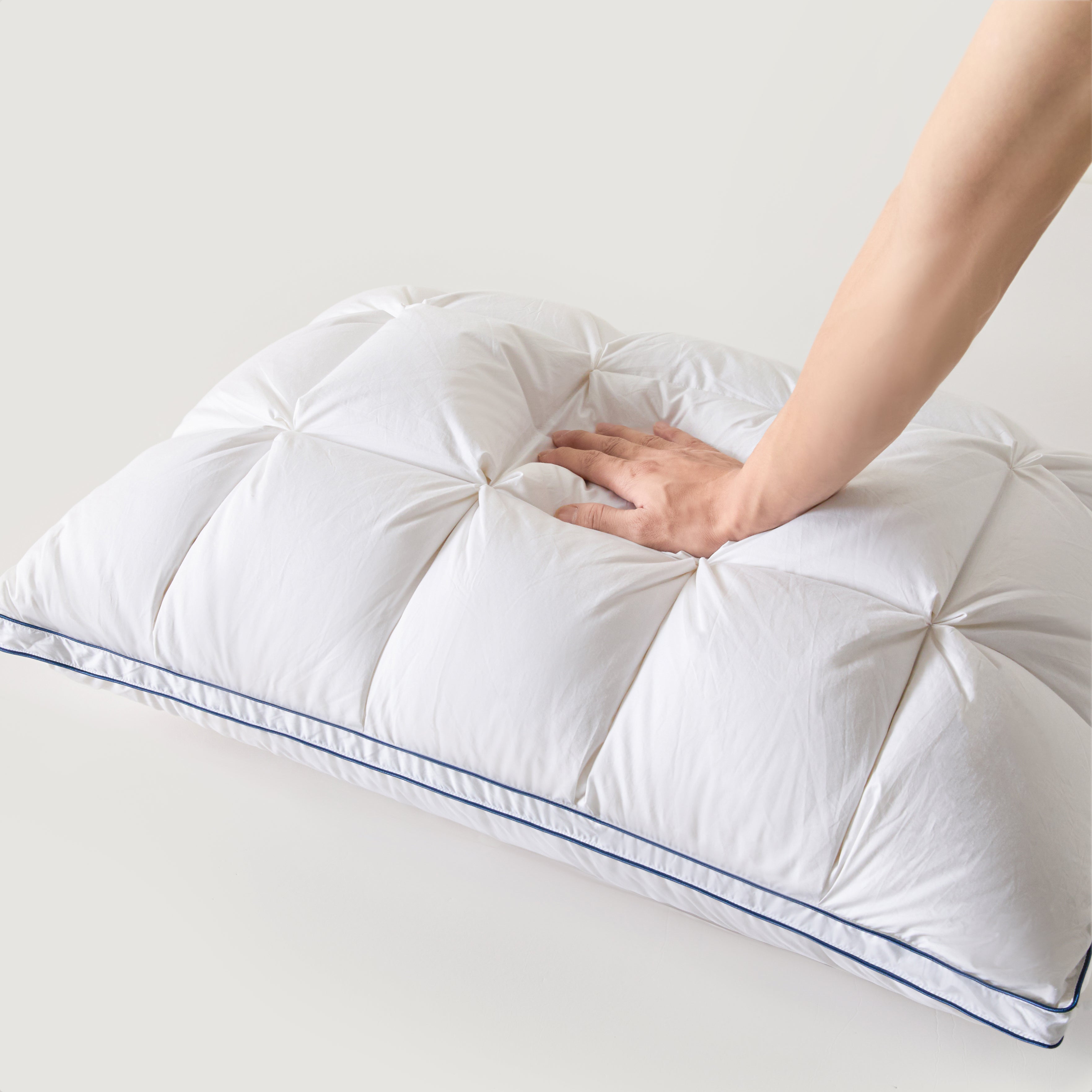 Premium Puff Grid Goose Down Pillow – White