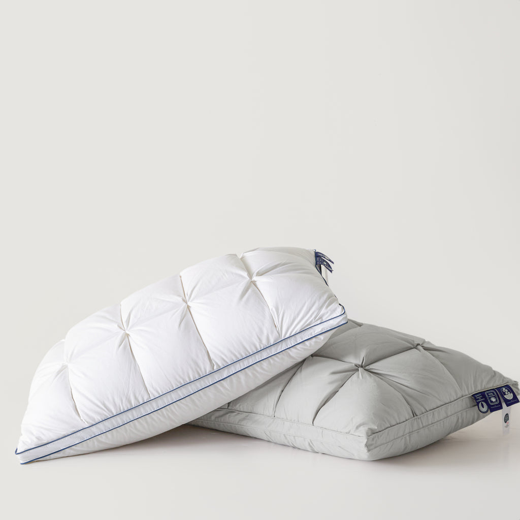 Premium Puff Grid Goose Down Pillow – White