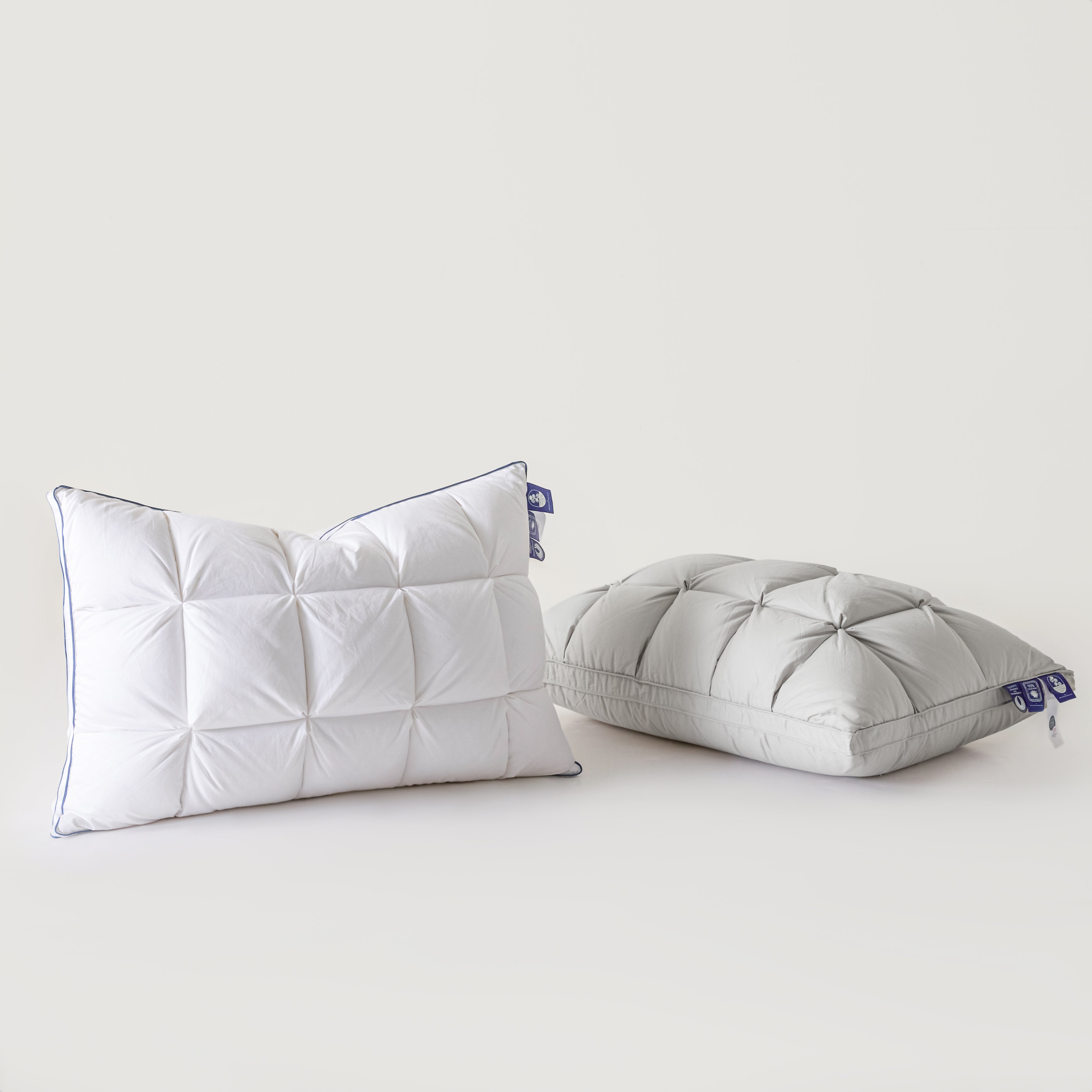 Premium Puff Grid Goose Down Pillow – White