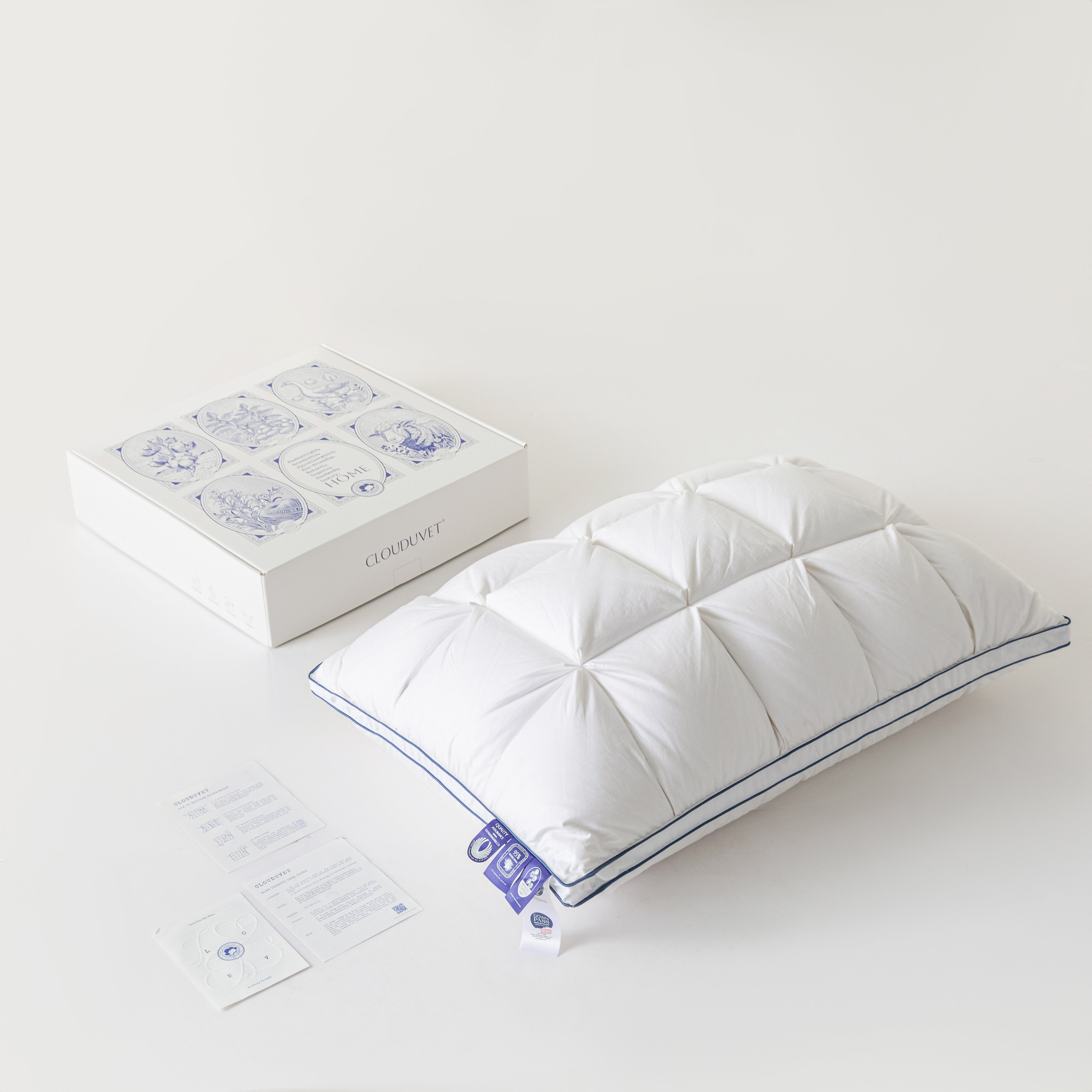 Premium Puff Grid Goose Down Pillow – White