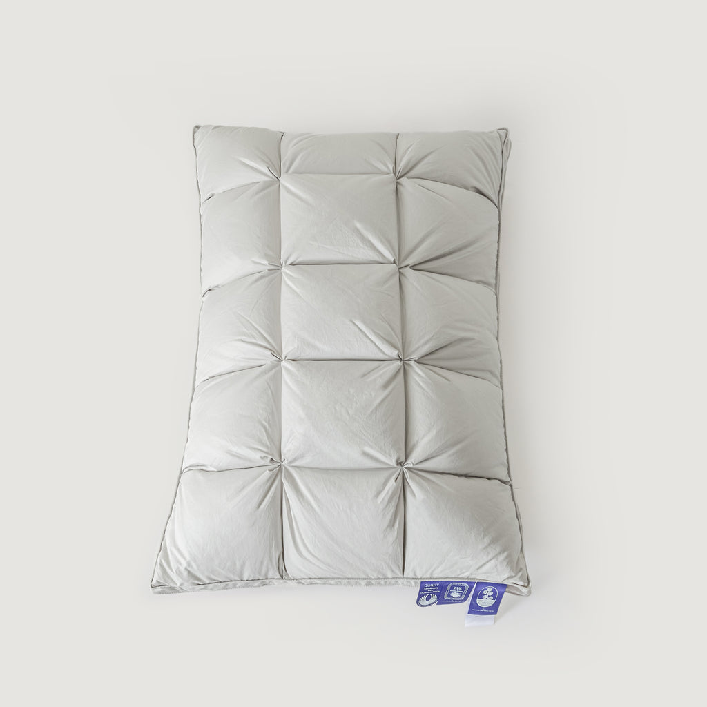 Premium Puff Grid Goose Down Pillow – Grey