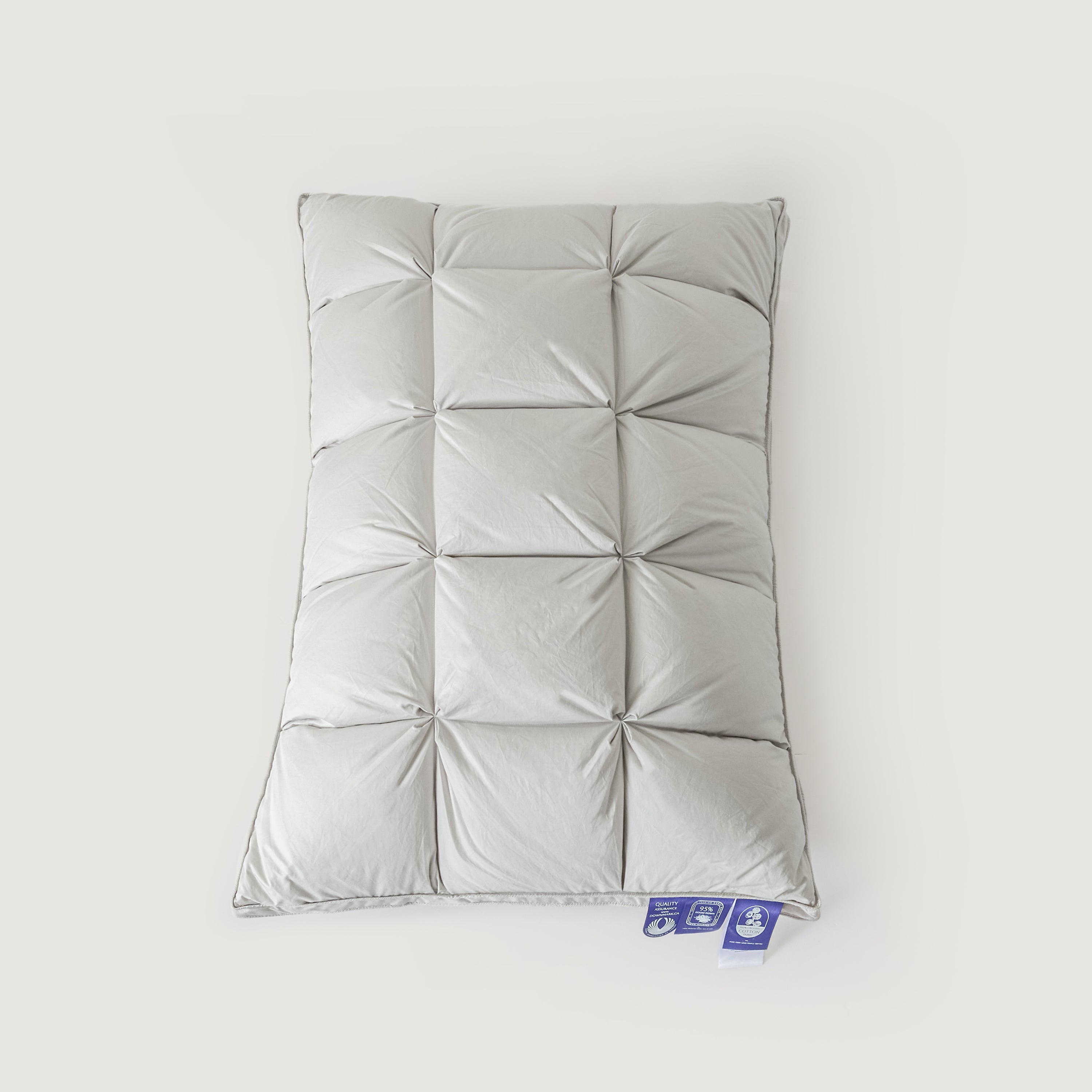 Premium Puff Grid Goose Down Pillow – Grey
