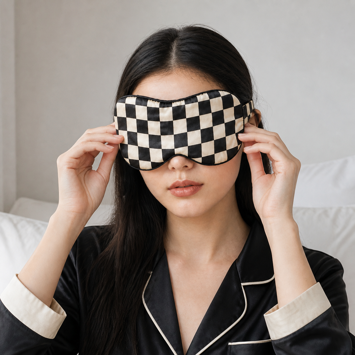 Checkerboard Silk Sleep Mask