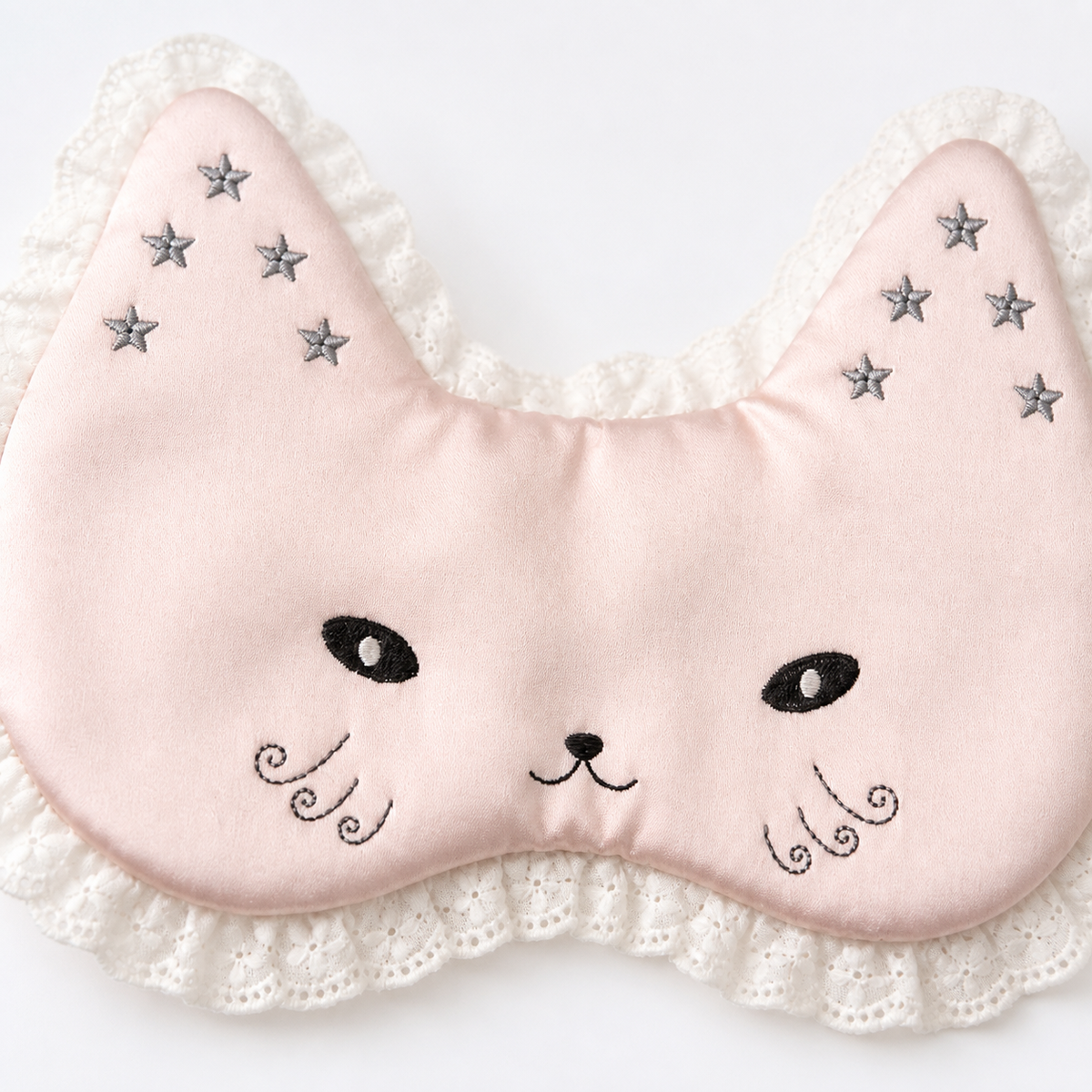 Cat Embroidered Silk Sleep Mask