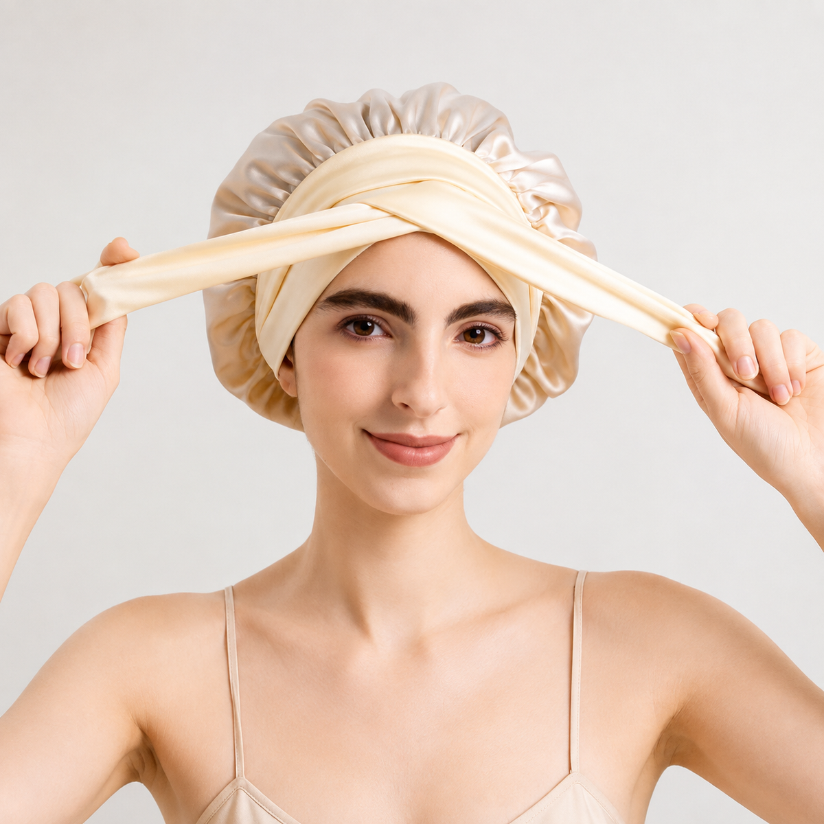 Adjustable Tie Silk Sleep Bonnet