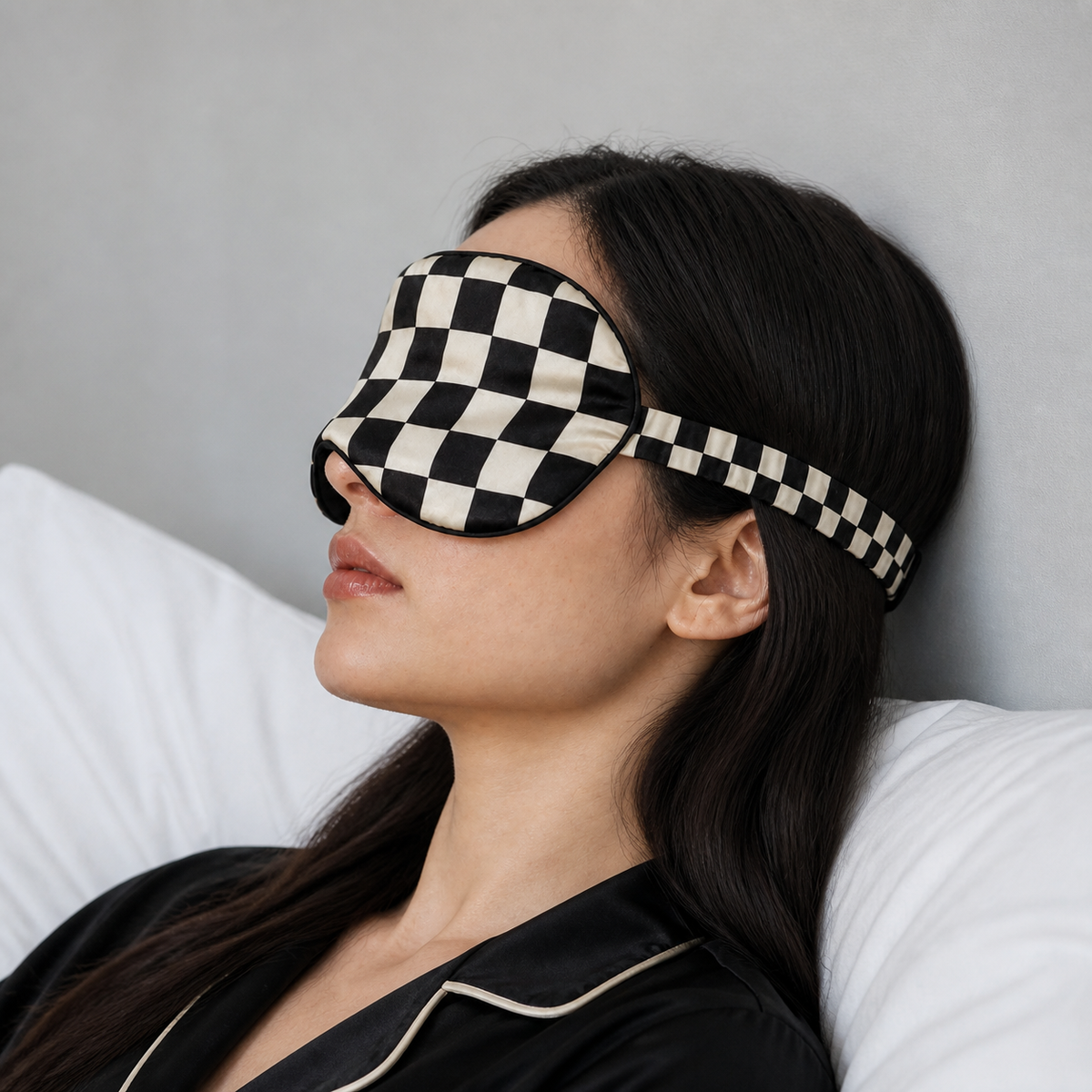 Checkerboard Silk Sleep Mask